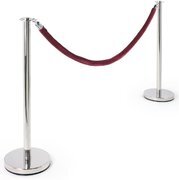 Chrome Polished Stanchion with Red Velvet Rope Set
