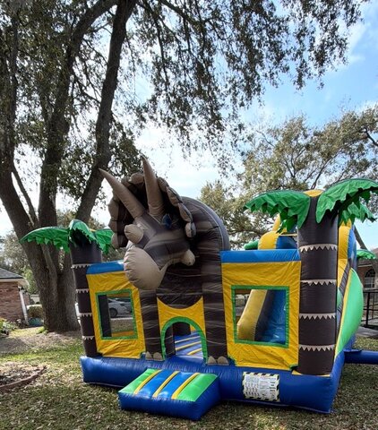 TRICERATOPS bounce house slide combo