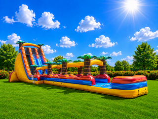 28' Fiesta Fire Dual Lane waterslide with slip and slid runout