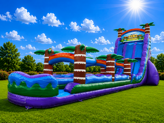 28' Tiki Plunge Double Lane with Slip and Slide inflated Pool