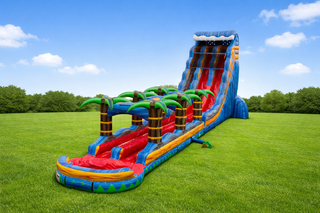27' Tropical Fireblast Dual Lane water slide with Slip Slide
