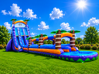 28' Foot Tropical Hurricane Double Lane Slip and Slide with deep pool