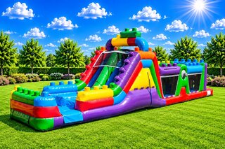47' Blocks obstacle course with waterslide
