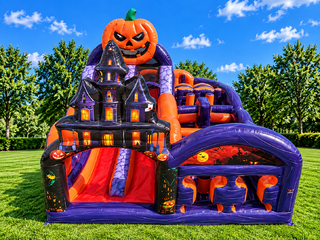 Haunted House Obstacle Course and slide