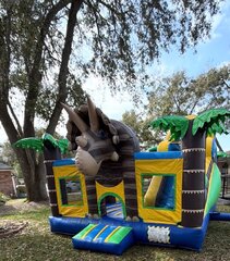 TRICERATOPS bounce house slide combo
