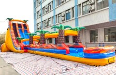 27' Fiesta Fire, Dual Lane water slide with slip and slide runout