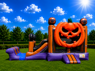 Pumpkin combo bounce house with slide