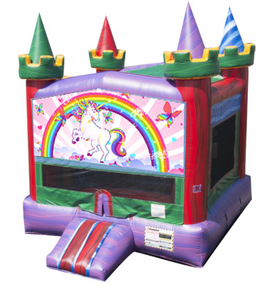 Fairview event rentals has inflatables like this unicorn bounce house!