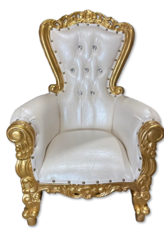 Kids White and Gold Throne Chair