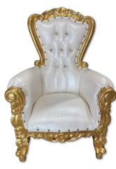 Kids White & Gold Throne Chair