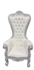 Kids White & Silver Throne Chair