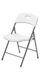 White Outdoor Folding Chair w/ Steel Gray Legs