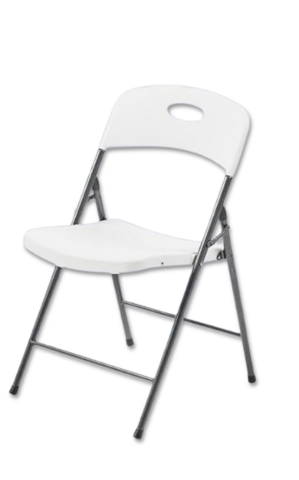 White Outdoor Folding Chair with Steel Gray Legs
