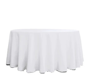 120” White Seamless Polyester Round  Tablecloth 