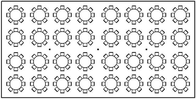 Layout of 40 x 80 Tent Filled with Round Tables