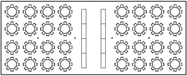 40 x 100 with Round Tables and Double Buffet