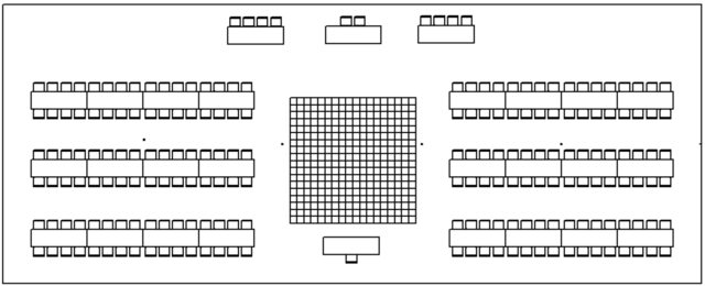 40 x 100 with Banquet Tables, Head Tables and Dance Floor