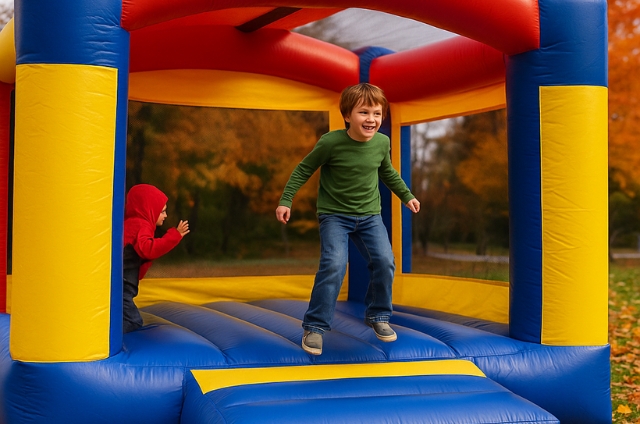 Children jumping on inflatable bounce house Children jumping on inflatable bounce house