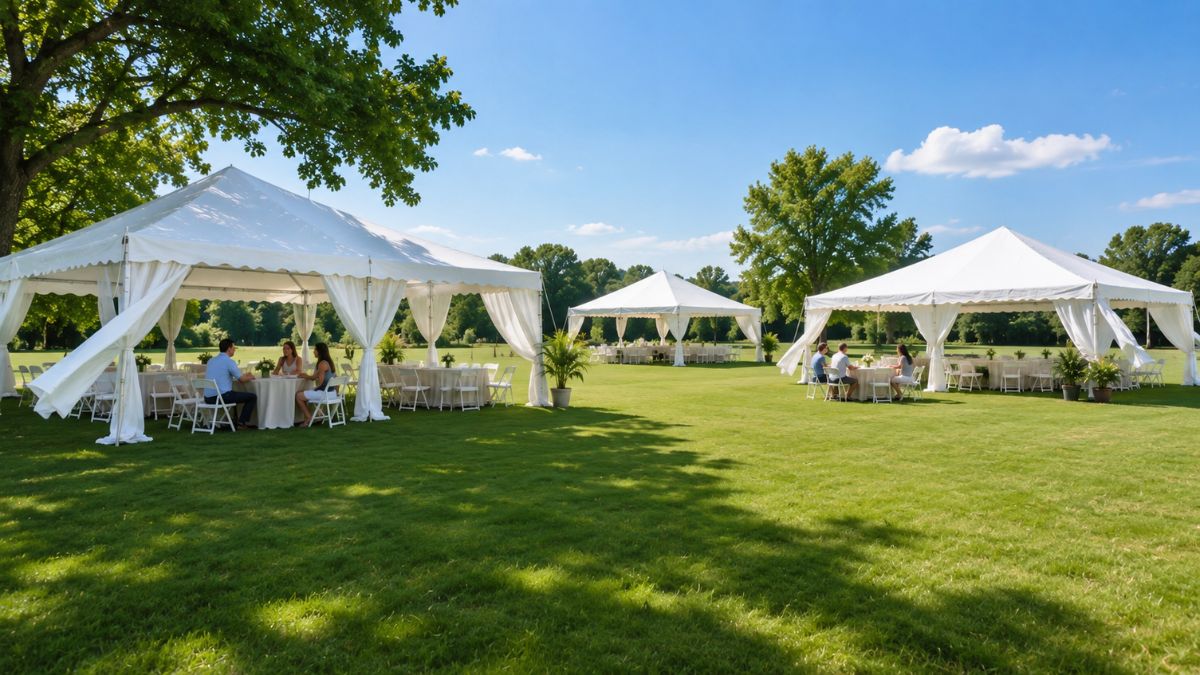 White Tents on a Sunny Lawn