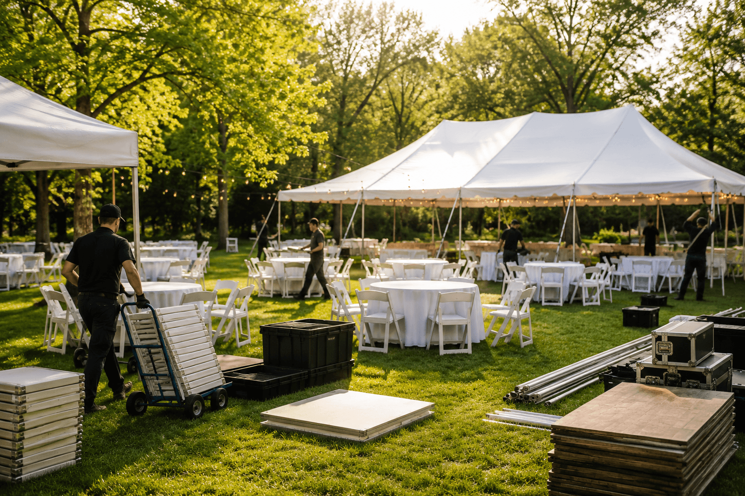 outdoor event setup spring transitions