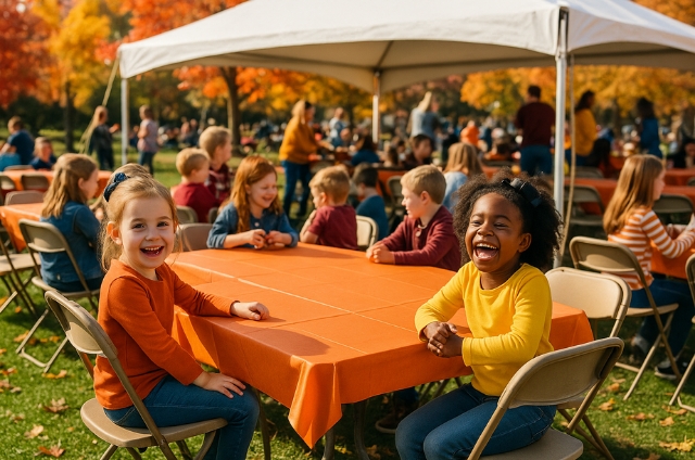Fall event with tables and chairs Fall event with tables and chairs