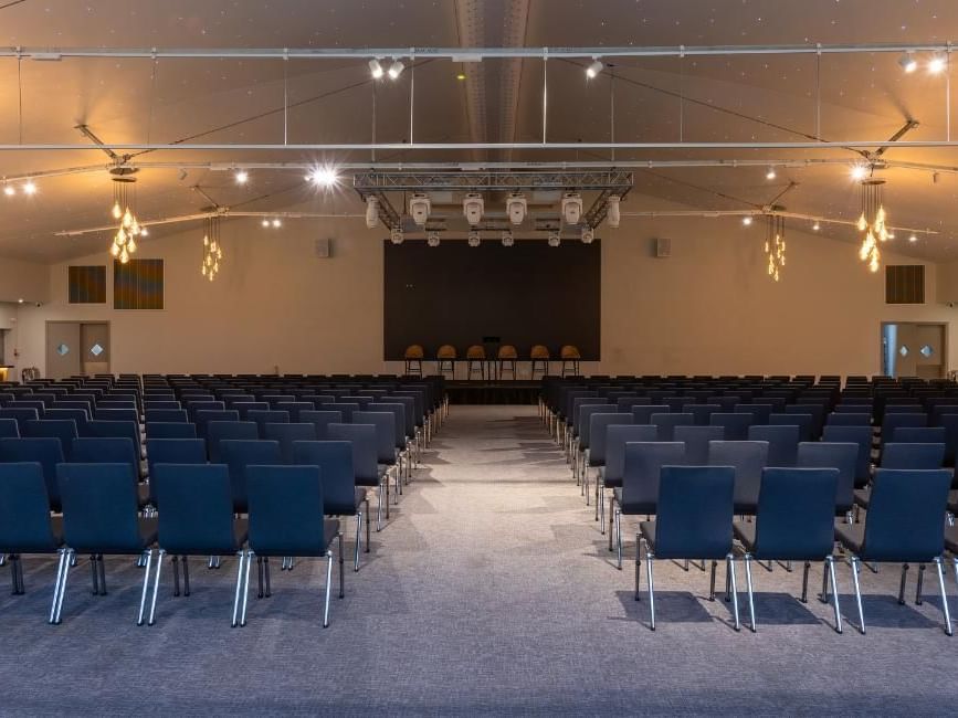Conference hall with arranged seating