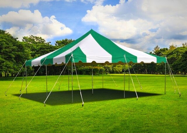 20 x 20 Green & White Pole Tent