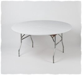 White 5' Round Fitted Table Cover