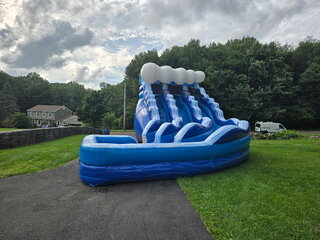 19ft Tall Blue Wave Marble (WET) Double Lane Curve Slide (19H x 32L)
