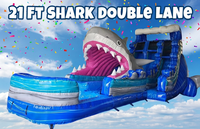 21FT DOUBLE LANE SHARK ATTACK with SLIP N SLIDE