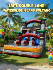 ISLAND VOLCANO - 18FT DOUBLE LANE WATER SLIDE