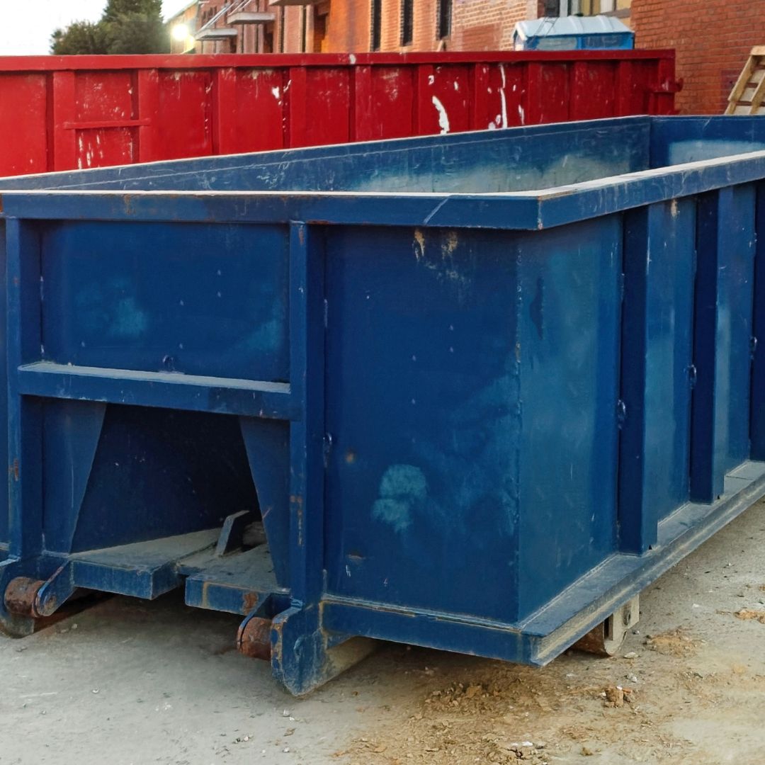 Large blue dumpster
