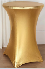 Table Linen - Spandex Tall Cocktail - Metallic Gold