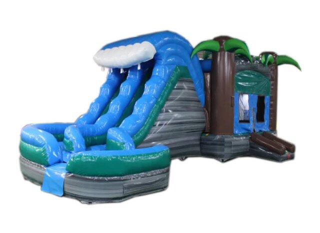 Wave Slide Castle with basketball hoop