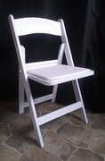 White Resin Folding Chair with Seat Pad