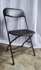 Black Metal Folding Chair with Plastic Back and Seat