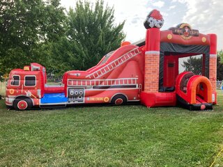 Fire Truck Slide with basketball hoop