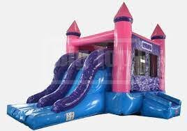 Pink Dual Lane Dry Combo Bounce House