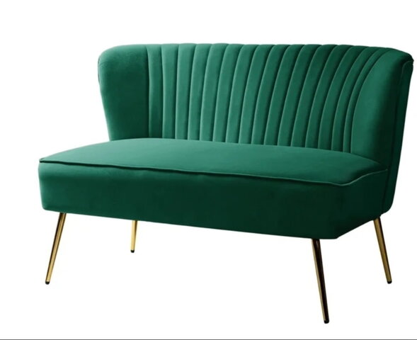 Small Velvet Green Love Seat