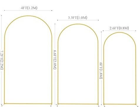 Gold Metal Arch Backdrop - 3pcs set