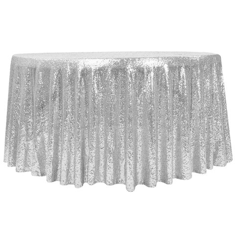 Silver Sequin Round Tablecloths 120 inch
