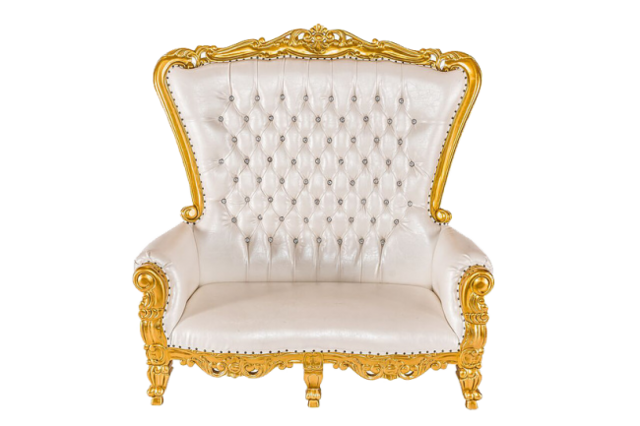 Loveseat Throne Chair- White and Gold