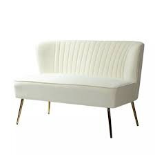 Small Velvet Ivory Loveseat