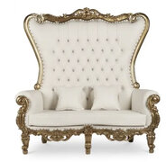 Loveseat Throne Chair- White and Gold