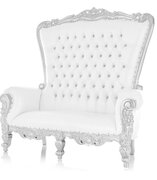 Loveseat Throne Chair- White and Silver