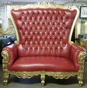 Loveseat Throne Chair- Red and Gold