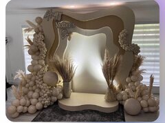 TAN &WHITE CURVY ARCH WITH SMALL STAGE 