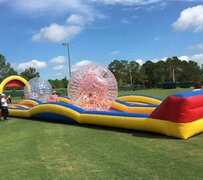 Inflatable zorb ball ramp with 2 zorb balls