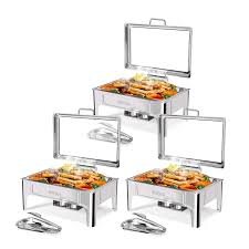 RECTANGLE CHAFING DISHES SILVER 9QT- SOFT CLOSE