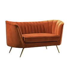 Promo Small Velvet Orange Loveseat